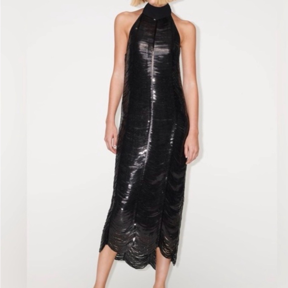 ✨ Zara sequin halter neck knit dress